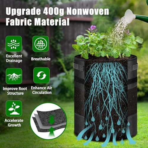 5 Pcs 10 Gallon Visible Potato Grow Bags with Shading Flap & Harvest Window