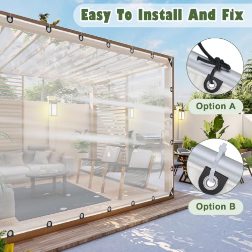 6x10FT Heavy Duty Clear Waterproof Tarp,Outdoor Garden Rainproof Covering - size: 6 x 10 FT