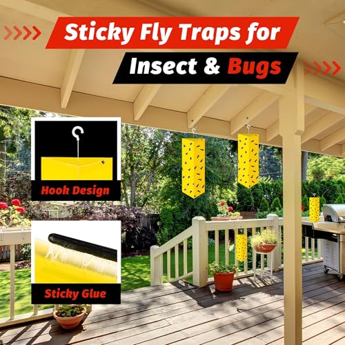 LULUCATCH Fly Glue Trap, 6 Pack Adhesive Fly Traps, Gnat Traps Sticky Bug Catcher, Non-Toxic Odorless Yellow Sticky Trap Indoor for Flies, Moths, Mosquitoes, Flea, for Garage, Barn, Greenhouse & Room - size: 6 Pack