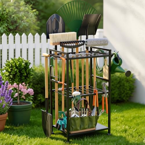 SPACECARE Garden Tool Organizer with Feet Up to 35 Long-Handled Tools Black - style: RACK-with Feet