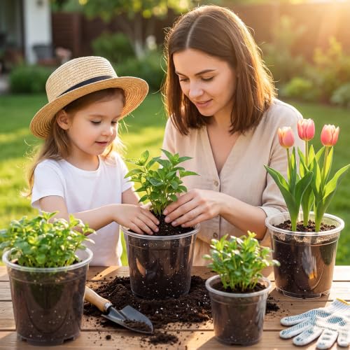 8 Pack Clear Nursery Pots with Drainage Holes, 5/6/6.7/7.5 Inch