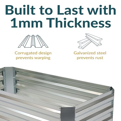 Sunnydaze Rectangle Galvanized Raised Garden Bed for Vegetables & Flowers - color: Silver
