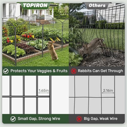 3-Layer Garden Fence with Gate 10 Panel 32in H×23ft L - size: 32in(H) x 23ft(L)