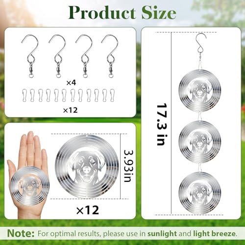 CHONOVO 12 Discs 4 Set Bird Deterrents for Outside, Dog Wind Spinner - size: Labrador (12 Discs 4 Pcs)