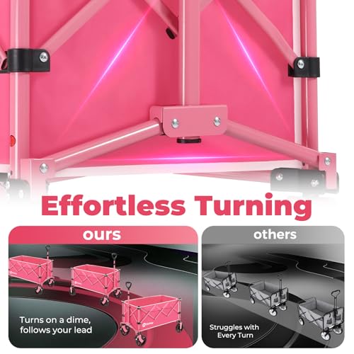 Sekey Collapsible Wagon, 300 lb Capacity, 29 in Cargo Bed, Compact Fold - color: Pink, size: 300lbs
