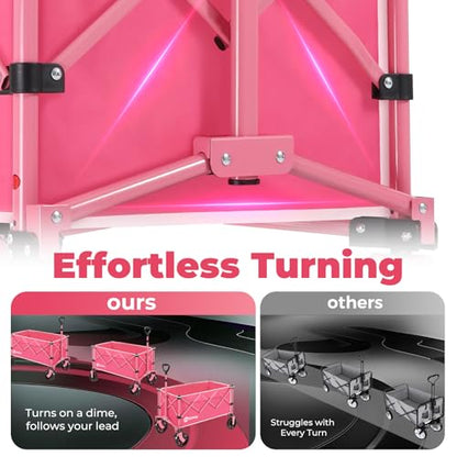 Sekey Collapsible Wagon, 300 lb Capacity, 29 in Cargo Bed, Compact Fold - color: Pink, size: 300lbs