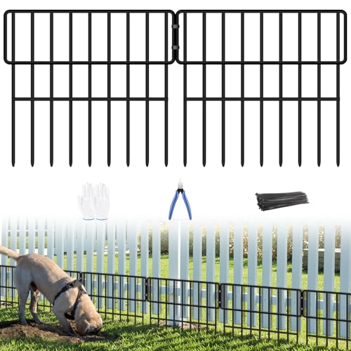 ULIOK Animal Barrier Fence, 16 Panels No Dig Fence 17.3ft(L) x12in(H), Garden Fences for Rabbits and Dog Ground Defense, Rustproof Metal Fences Border, Fencing Bottom Blocker for Outdoor Yard Patio - size: 16 Panels-17.3ft(L)x12in(H)