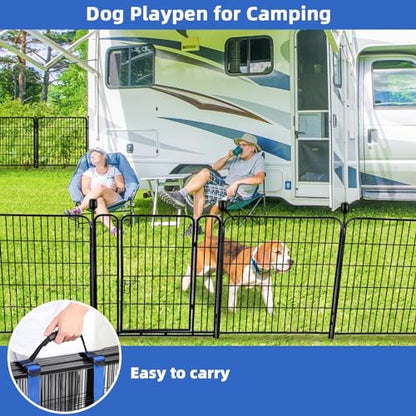 ADAVIN Tall Garden Fence 54 in(H)×22.1 Ft(L),10 Panels Dog Fence Outdoor for Yard, Heavy Duty Iron Metal Fence with Gate Low Threshold, No Dig Fences Panels, Animal Barrier Fences, Black - size: 10panels-54in(H)x22.1ft(L)