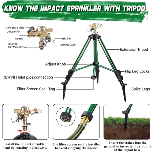 Triumpeek 2 Pack Impact Sprinkler on Tripod Base with Stakes