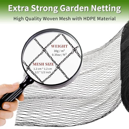 Bird Netting for Garden Protection - 13 x 40 FT Heavy Duty Poultry Bird Netting for Chicken Coop with Ties & Staples, Garden Net Mesh for Fruit Trees Plants Vegetables Against Birds Deer
