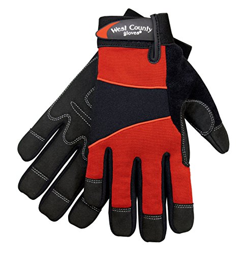 West County Women's Gloves -Work Gloves with Four-Way Spandex Backing - color: Crimson, size: Small (Pack of 1)