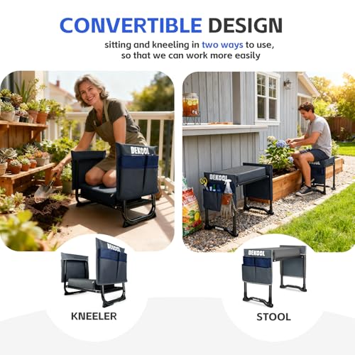 Foldable Garden Kneeler Seat, Garden Stools for Seniors, Heavy Duty Stool - color: Grey