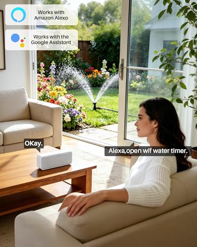 WiFi Water Timer 3 Outlet for Garden Hose, Smart Sprinkler Controller with 984ft RF Range, Smart Lawn Watering System Irrigation Timer, APP/Voice Control, Rain Delay, Manual Irrigation - size: 3 Outlet