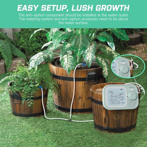 Automatic Plant Waterer Indoor Self Watering System for 15 Potted Plants, Auto Drip Irrigation Kit Programmable Water Timer with Smart Humidity Detection, Green - color: Green