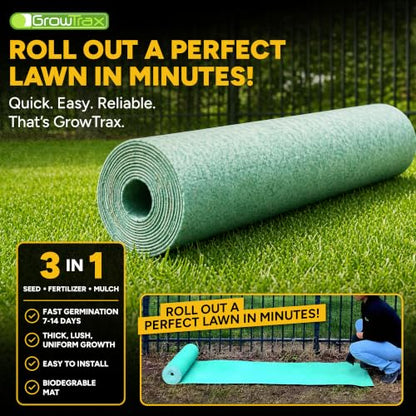 Growtrax Biodegradable Grass Seed Mat - 200 Sq Ft Bermuda & Rye Blend