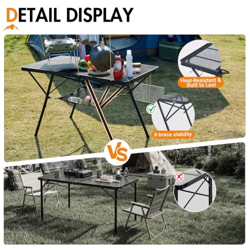 Portal 4 ft Folding Camping Grill Table Heavy Duty Portable Outdoor for BBQ