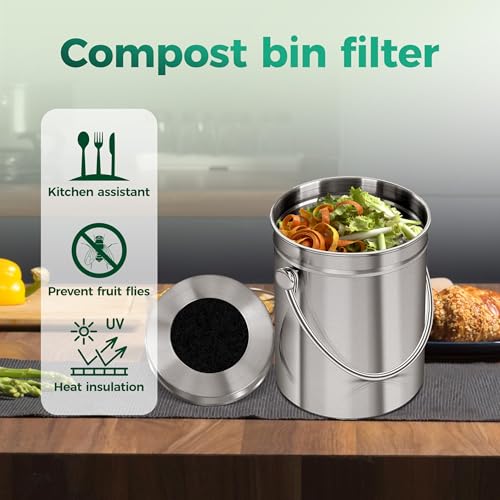 6.7 Inch Round Activated Carbon Compost Bin Filters - size: 6.7''x6.7''x0.4''