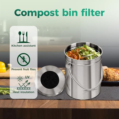 7.3 Inch Round Activated Carbon Compost Bin Filters - size: 7.3''x7.3''x0.4''