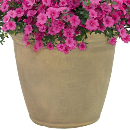 Sunnydaze Anjelica 15.25'' Large Plastic Planter Pot for Plants, Beige - color: Beige, size: 15.25 in