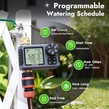 Water Timer for Garden Hose with 100% Metal Pipe, Programmable Sprinkler Controller for Garden Faucet with Auto/Manual/Rain Delay Mode, Irrigation Timers for Lawn, Yard, Outdoor Plants - size: 1-Zone-MAX