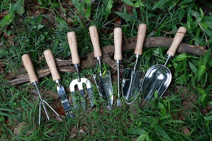Rooty Garden Tool Set of 7 Pieces Stainless Steel Heavy Duty Gardening Kit Easy for Garden Cultivating Soil Lossening Transplanting Digging for Garnden Lover - style: Garden Tool Set 7 Pieces