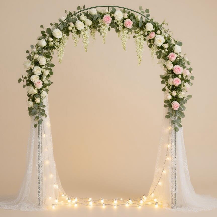 Metal Garden Arch Trellis for Climbing Plants Outdoor, Garden Arbors and Arches, Wedding Arch Frame Archway, Christmas Party Decoration - style: 12.5mm tube