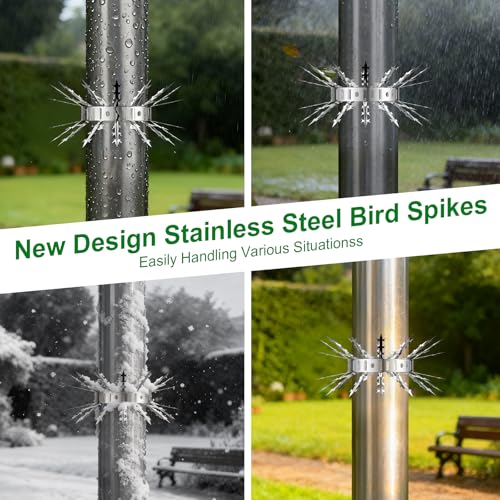 Bird Spikes for Outside 48 Pack 48 FT Stainless Steel Deter Pigeon Squirrel - size: 48 FT