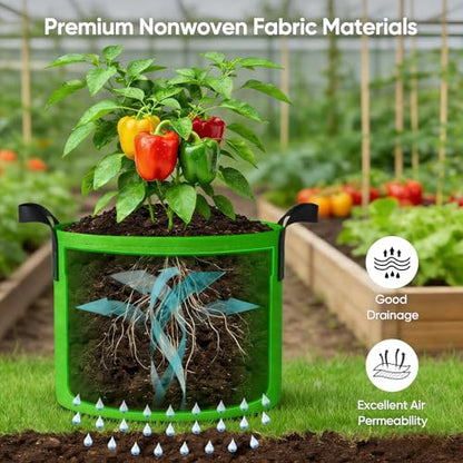 20 Gallon Potato Grow Bags: 5 Pack Colorful Gardening Supplies Fabric Pots - size: 5 Pack-20 Gallon