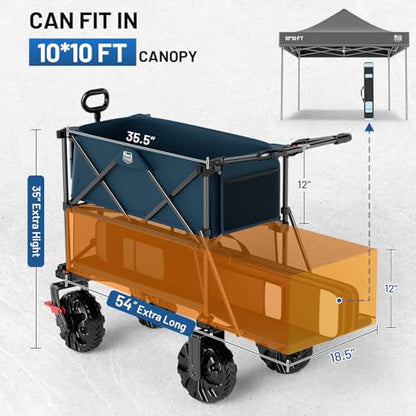 TIMBER RIDGE Push & Pull Double Decker Wagon, 400L Capacity & 450lb Load - color: Blue, size: With Push Handle