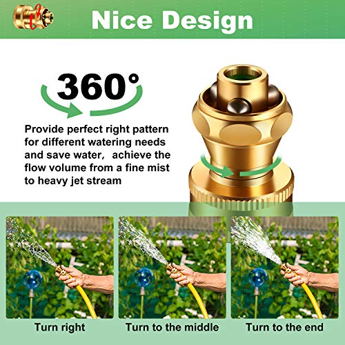 Hotop 3 Pack Big Shot Brass Hose Nozzle Adjustable Twist,3/4 Inch - size: 3/4inch
