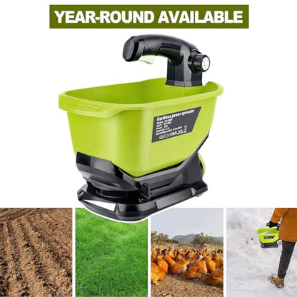 YEX-BUR Handheld Power Spreader for Ryobi 18V Battery, Portable Electric Spreader for Seed, Salt, Fertilizer, Feed, Year-Round Used, Covers Up to 8,000 sq. ft.(No Battery)
