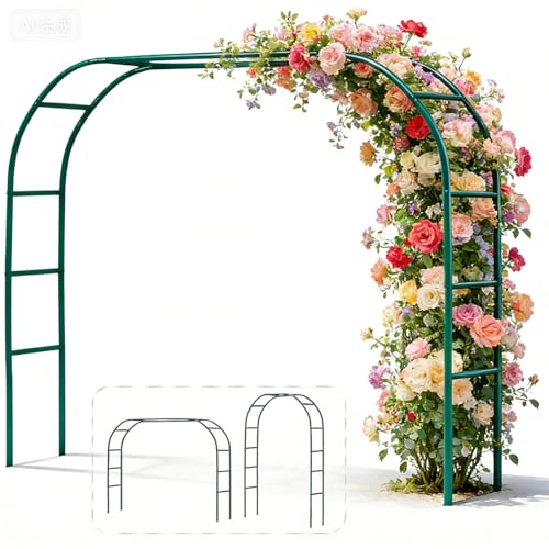Metal Pergola Arbor, 4.6 ft W x7.9 ft High,Assemble Freely Light Weight - color: Green