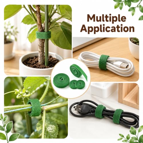 Plant Ties, Garden Plant Tape 0.4in x 32.8ft Roll, Reusable Hook and Loop Plant Ties for Climbing Plants, Adjustable Plant Tie Tape for Stems, Vines, Garden Support and Home Organization