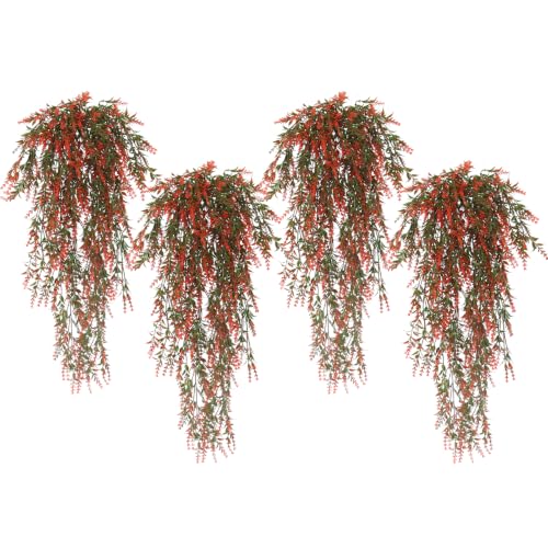 RECUTMS 4Pcs Artificial Fall Lavender Fake Hanging Plants for Outdoors - color: Orange