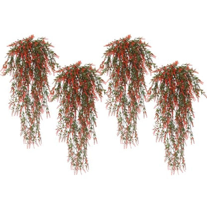 RECUTMS 4Pcs Artificial Fall Lavender Fake Hanging Plants for Outdoors - color: Orange