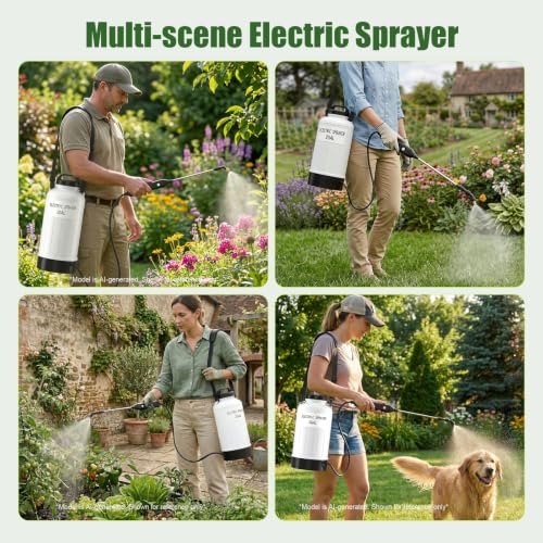 Battery Powered Sprayer 2 Gallon Electric Pump Lawn & Garden Sprayer - color: off-white