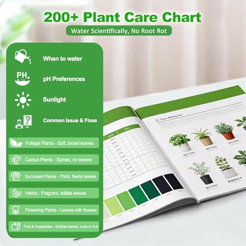 Soil Moisture Meter - Included 200+ Plants Care Guide, 80 pH Test Strips & Sample Tube, Soil Water Tester, Soil Hygrometer Sensor Tool for Garden, Lawn, Farm Plants Care, No Battery Needed - color: Light Wood