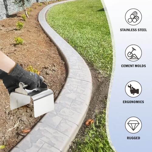 Concrete Curb Trowel, Concrete Curbing Tools, Landscape Curb Trowel with Putty Knife(Rectangular)