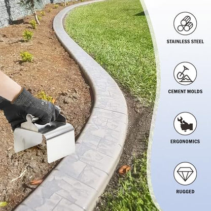 Concrete Curb Trowel, Concrete Curbing Tools, Landscape Curb Trowel with Putty Knife(Rectangular)