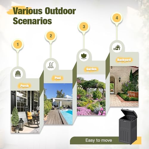 Devoko 33 Gallon Outdoor Trash Can, Hideaway Garbage Bins with Tiered Lid - color: Gray, size: 1 Pack