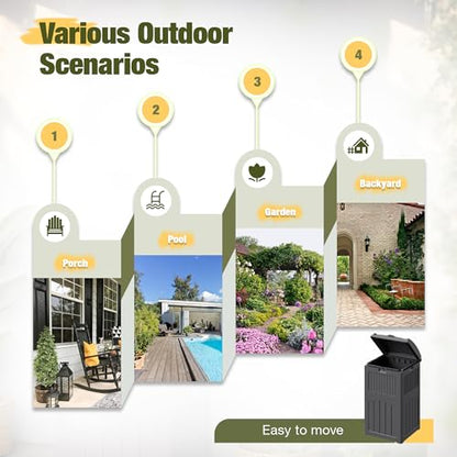 Devoko 33 Gallon Outdoor Trash Can, Hideaway Garbage Bins with Tiered Lid - color: Gray, size: 1 Pack