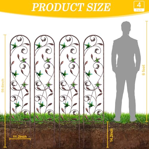 aboxoo 4-Pack Hummingbird Metal Garden Trellis for Climbing Plants - color: Hummingbird, size: 4pcs