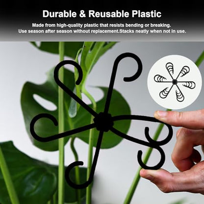 12pcs Climbing Houseplant Stem Supports,Plant stem Support Indoor Outdoor Use,Stem Hook Growth Accessories for Plant Garden, Promotes Upright Growth and Airflow(Black) - size: 12PCS