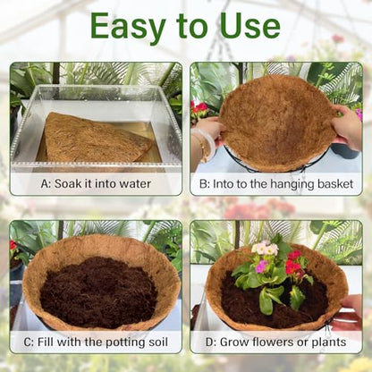 Halatool 6 Pack 14 Inch Coconut Liners for Hanging Baskets Replacement - size: 14inch
