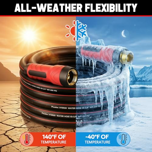 Garden Hose 15ft x 5/8", NON-EXPANDABLE Heavy Duty Premium Flexible Hose - color: Red, size: 15ft
