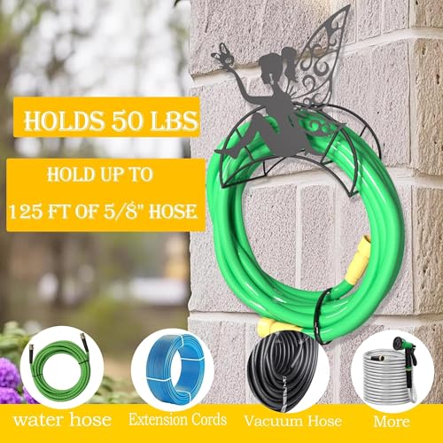 FlowerFairy Hose Hanger Wall Mount HeavyDuty 125'5/8"﻿Garden Hose Holder - color: Flower Fairy Girls