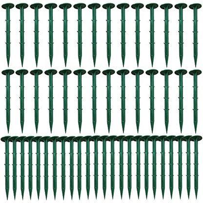 50 Pack Landscape Fabric Stakes Green Plastic 6.3" Landscape Staples Weed Barrier Pins Anchoring Spike Garden Stake for Woven Ground Cover Cloth Gardening Farming Yard Lawn Edging Weed Control