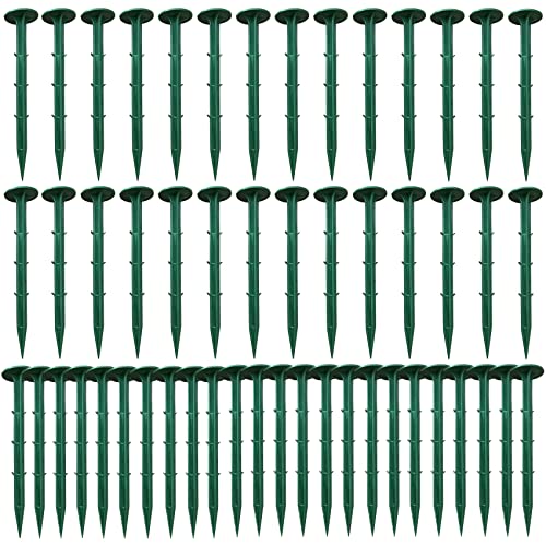 50 Pack Landscape Fabric Stakes Green Plastic 6.3" Landscape Staples Weed Barrier Pins Anchoring Spike Garden Stake for Woven Ground Cover Cloth Gardening Farming Yard Lawn Edging Weed Control