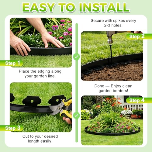 Landscape Edging, 2IN x 100FT Plastic Garden Edging Borders - size: 2IN x 100FT