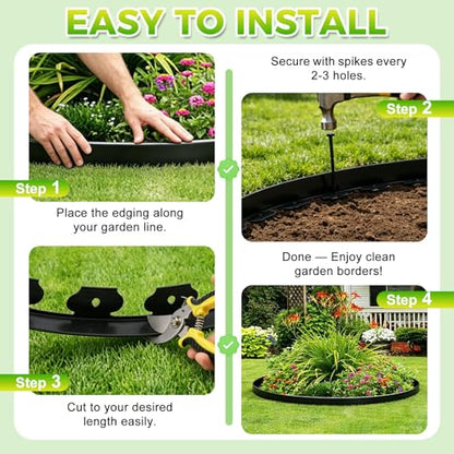 Landscape Edging, 2IN x 100FT Plastic Garden Edging Borders - size: 2IN x 100FT